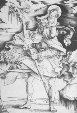  Baldung Art Painting - St Christopher Renaissance painter Hans Baldung